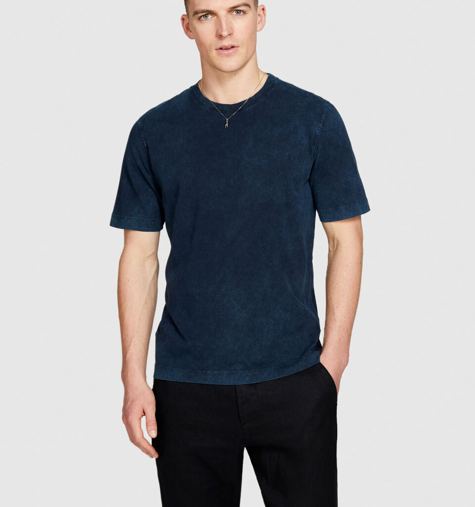 Acid wash t-shirt - men's short sleeve t-shirts - Dark Blue | Sisley image number 4